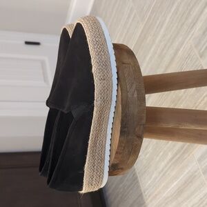 New SODA Black Faux Suede Woven Platform Espadrilles